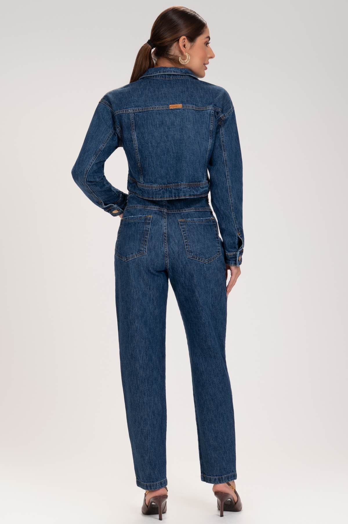 Jaqueta Jeans Frysaide Azul Botões Metálicos