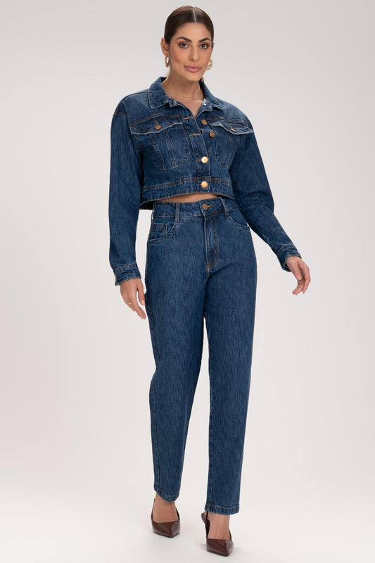 Jaqueta Jeans Frysaide Azul Botões Metálicos