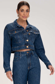 Jaqueta Jeans Frysaide Azul Botões Metálicos