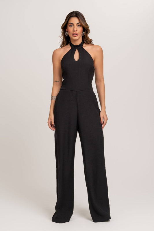 Macacão Pantalona De Alfaiataria Preto Frysaide