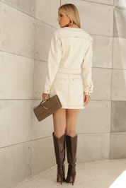 Mini Saia Frysaide Off White Botões Frontais