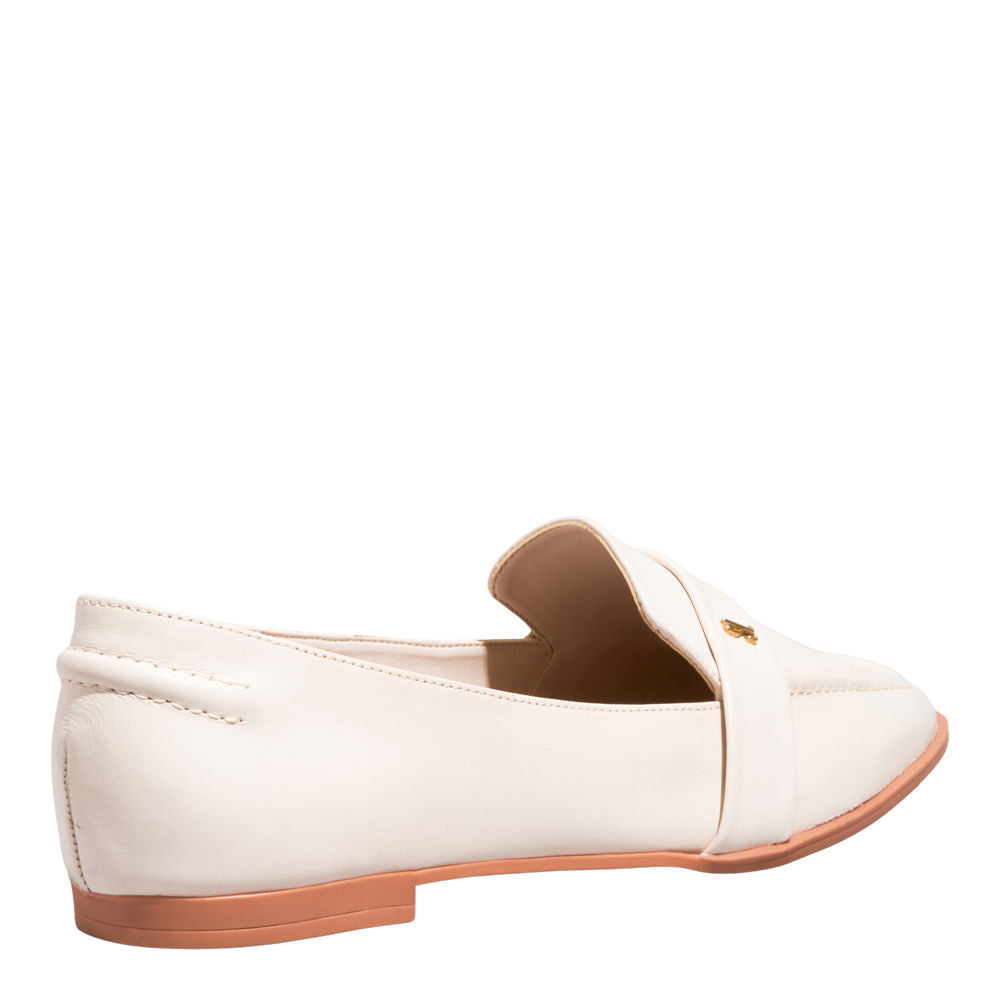 Mocassim Creme Santa Lolla Bico Quadrado