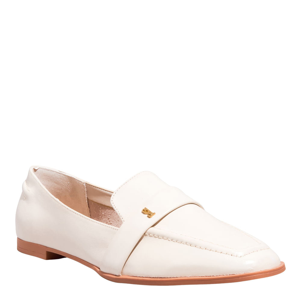 Mocassim Creme Santa Lolla Bico Quadrado