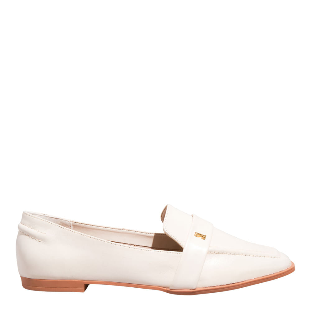 Mocassim Creme Santa Lolla Bico Quadrado