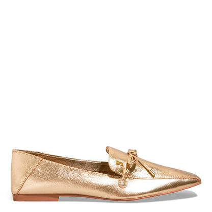 Mocassim Dourado Santa Lolla Bico Quadrado 