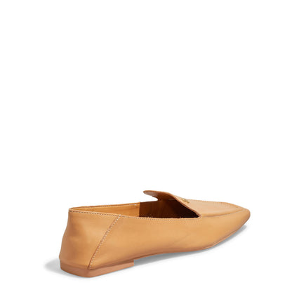 Mocassim Santa Lolla Bege Couro Bico Quadrado