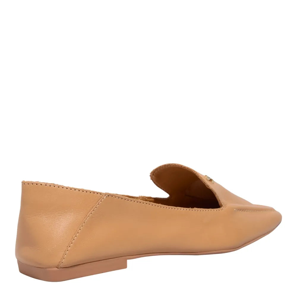 Mocassim Santa Lolla Couro Caramelo Bico Quadrado