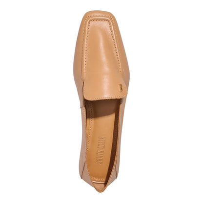 Mocassim Santa Lolla Couro Caramelo Bico Quadrado