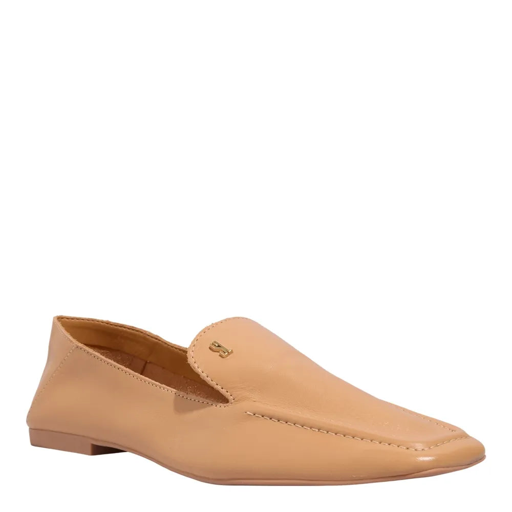 Mocassim Santa Lolla Couro Caramelo Bico Quadrado