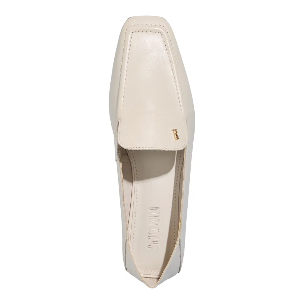 Mocassim Santa Lolla Couro Off White Bico Quadrado