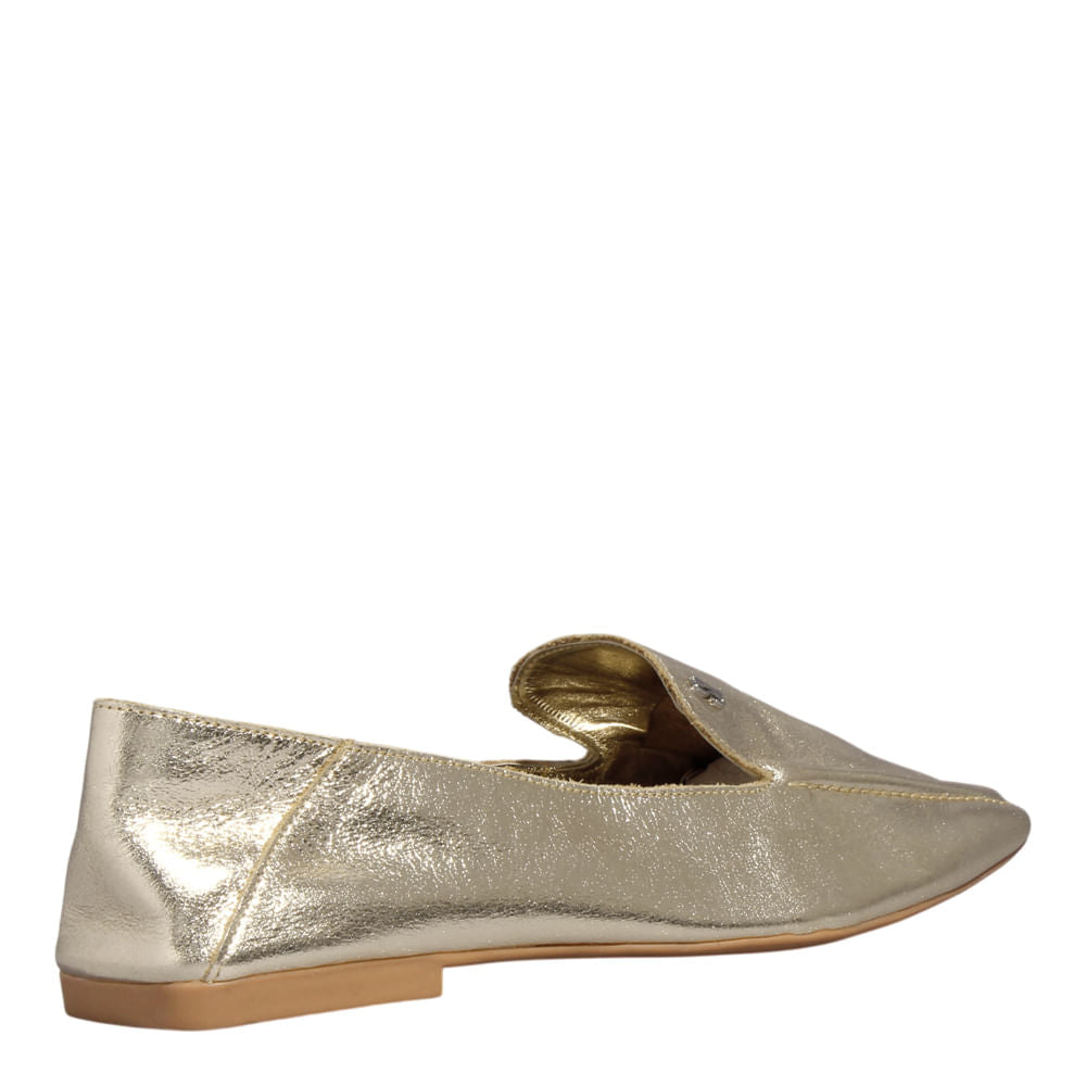 Mocassim Santa Lolla Dourado Bico Quadrado 