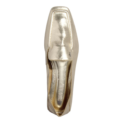 Mocassim Santa Lolla Dourado Bico Quadrado 