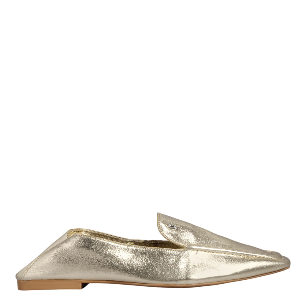 Mocassim Santa Lolla Dourado Bico Quadrado 