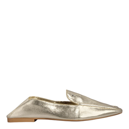 Mocassim Santa Lolla Dourado Bico Quadrado 