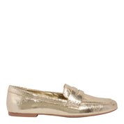 Mocassim Santa Lolla Dourado Couro Metalizado