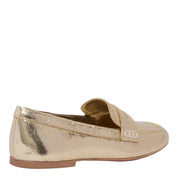 Mocassim Santa Lolla Dourado Couro Metalizado