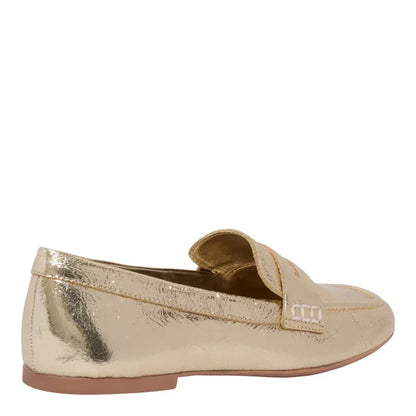 Mocassim Santa Lolla Dourado Couro Metalizado