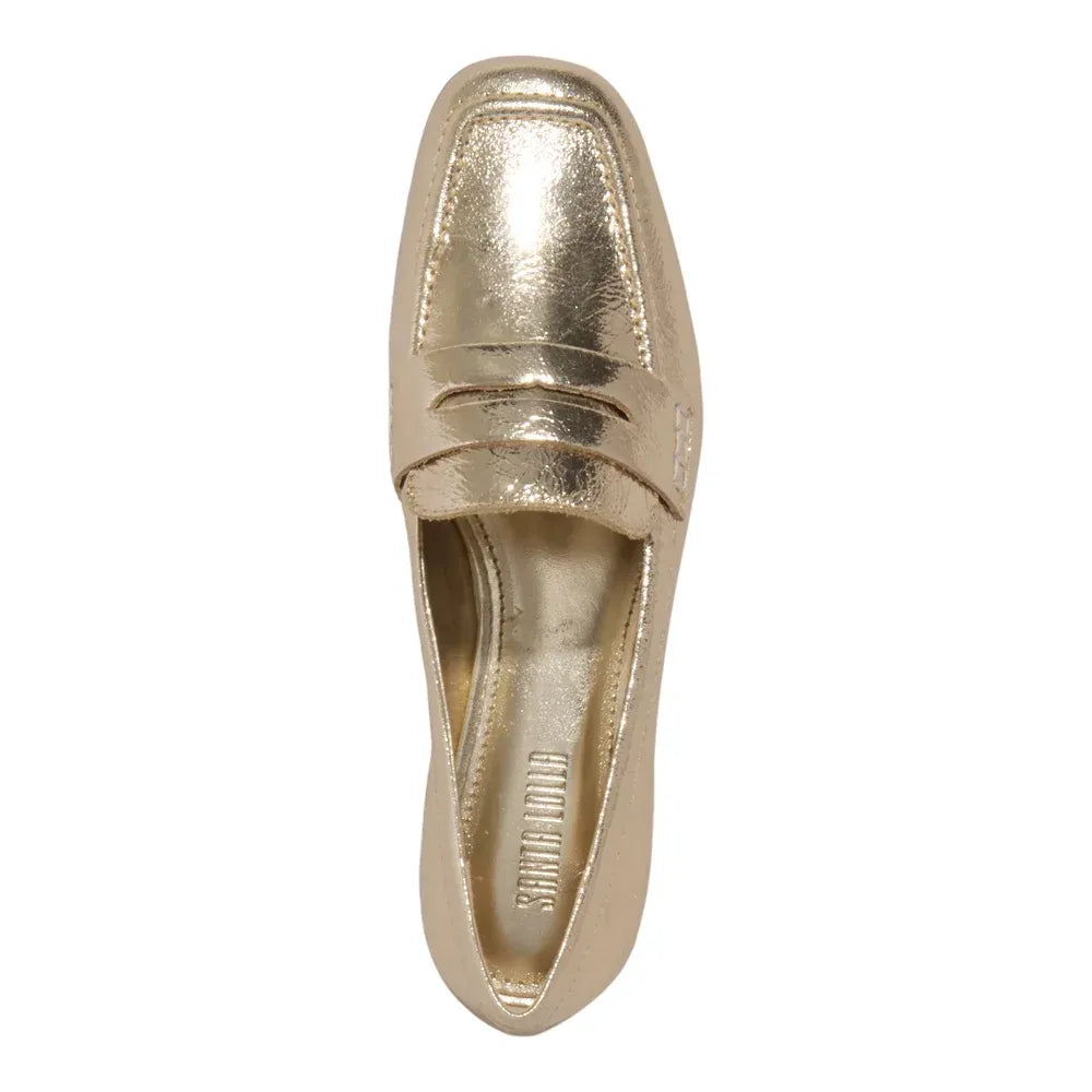 Mocassim Santa Lolla Dourado Couro Metalizado