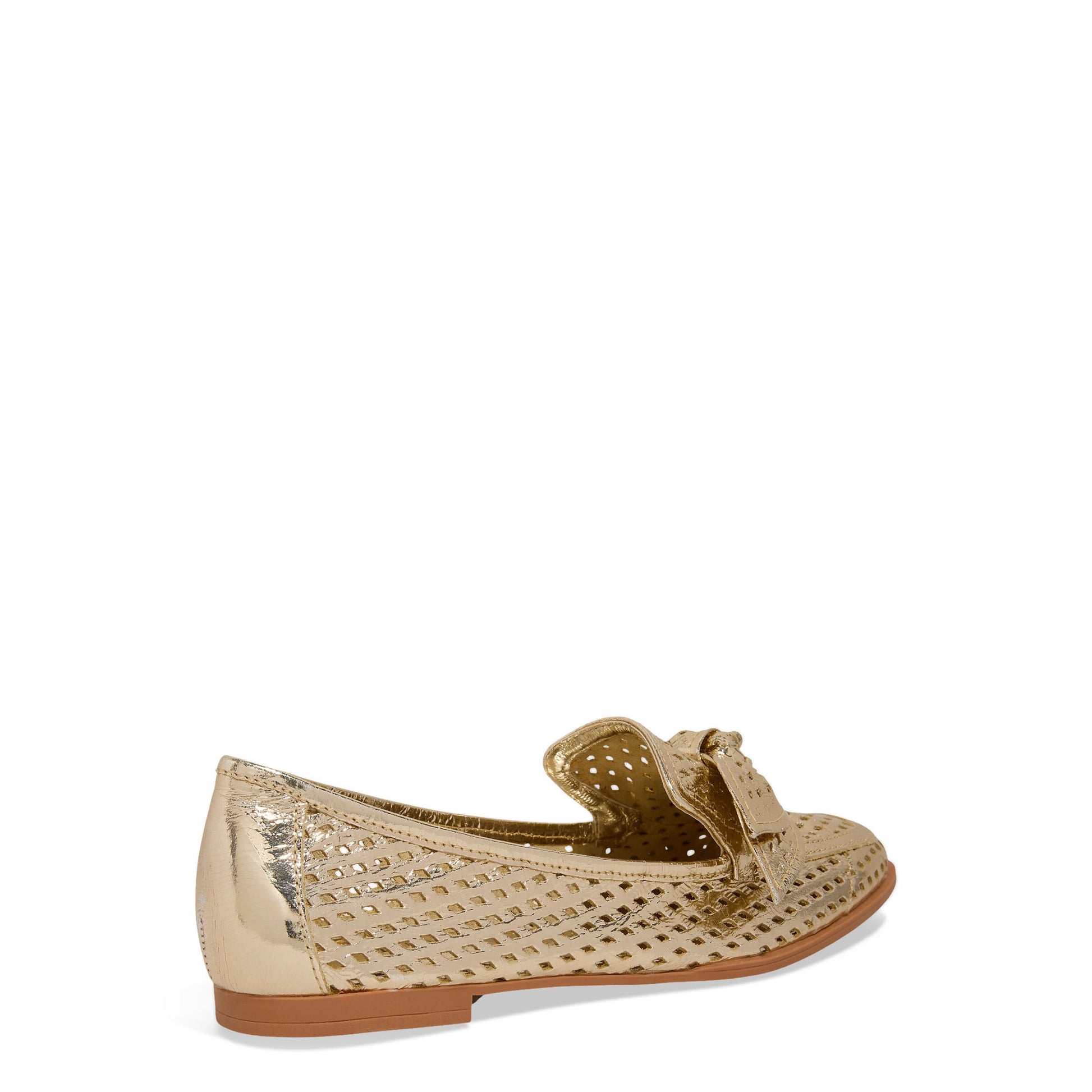 Mocassim Santa Lolla Dourado Vazado Com Laço
