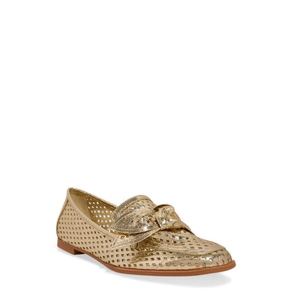 Mocassim Santa Lolla Dourado Vazado Com Laço