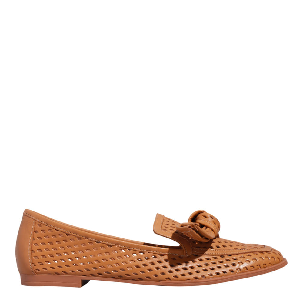 Mocassim Santa Lolla Marrom Laço Bico Quadrado