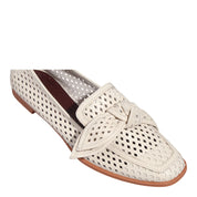 Mocassim Santa Lolla Off White Laço Bico Quadrado 