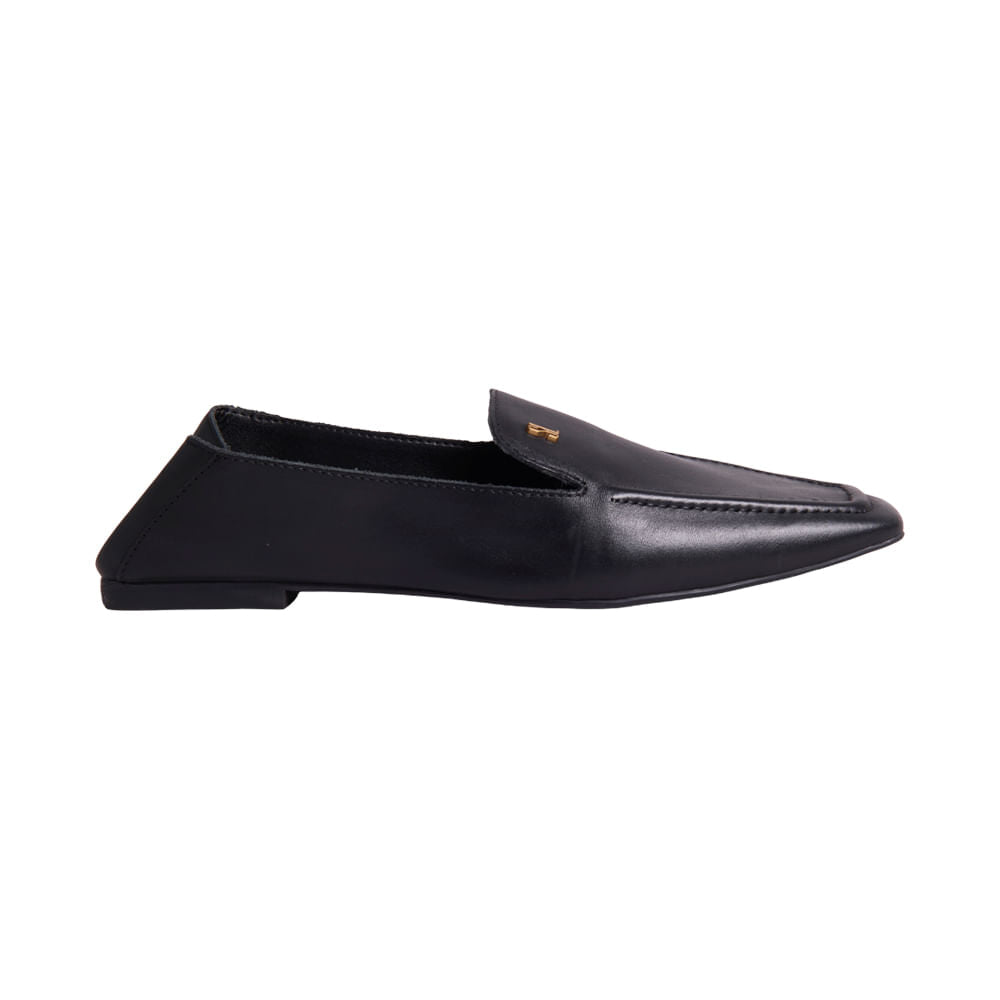 Mocassim Santa Lolla Preto Couro Bico Quadrado
