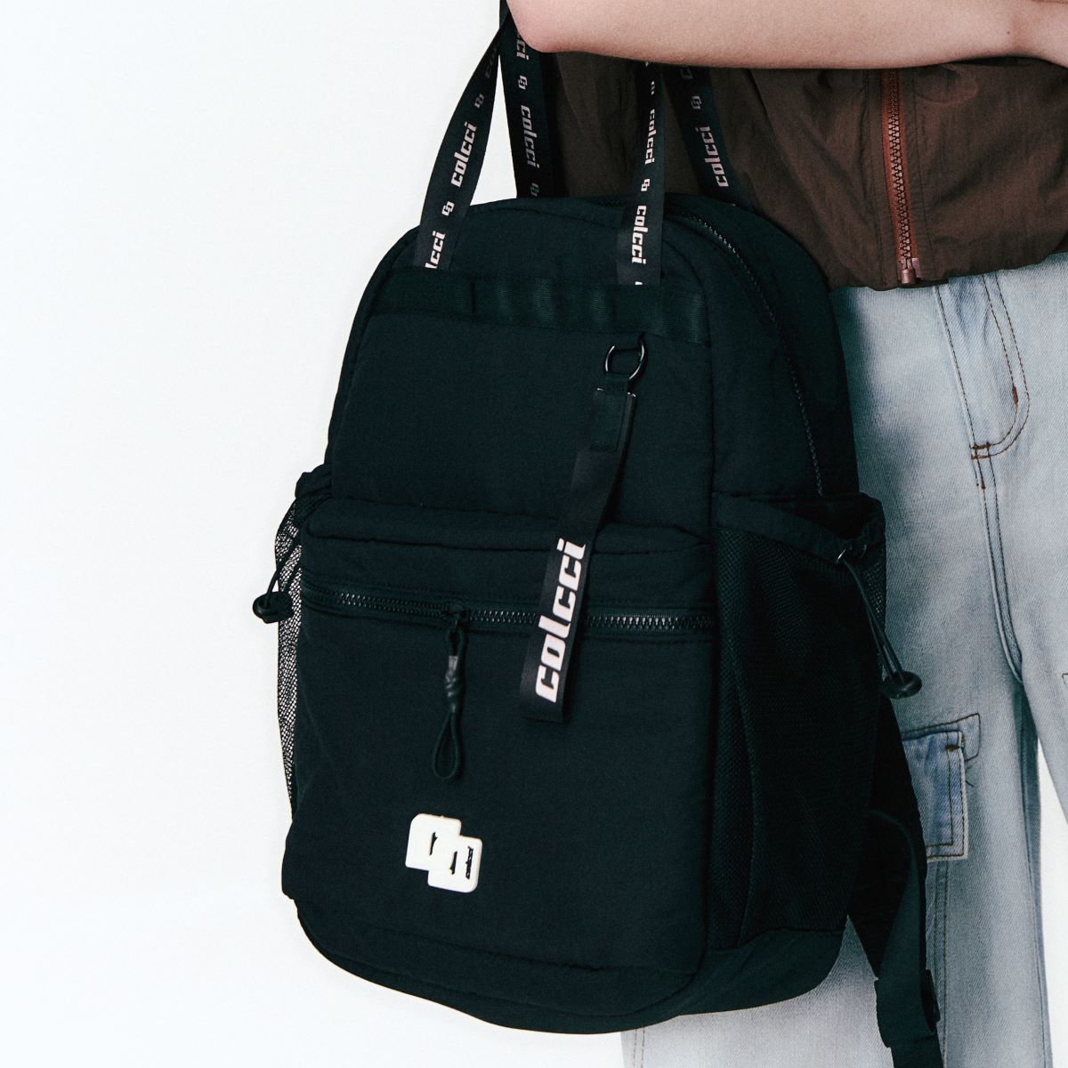 Mochila Colcci Preta Acolchoada Bolsos Mesh