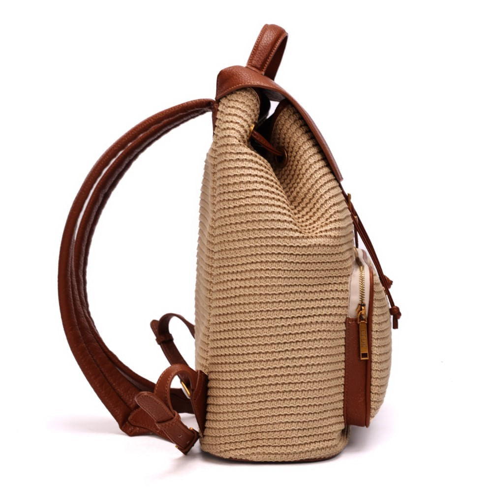 Mochila Grande Marrom Santa Lolla Tramado 