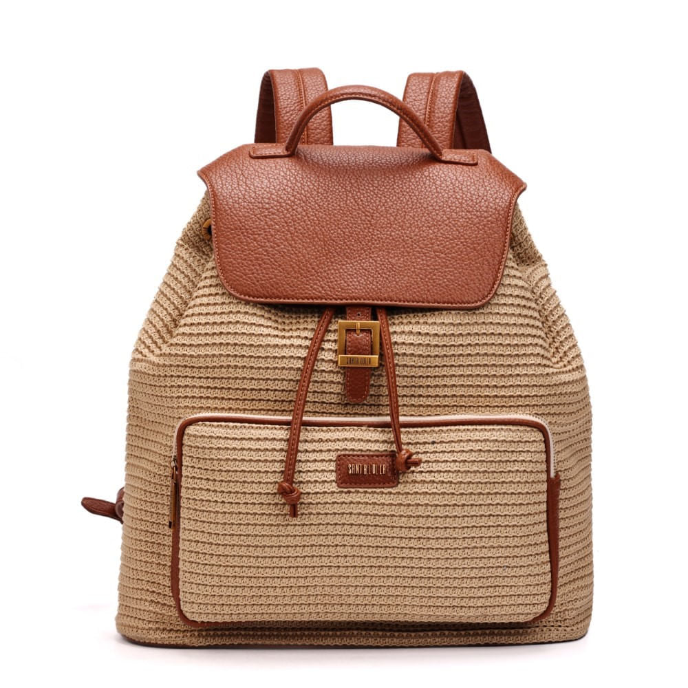 Mochila Grande Marrom Santa Lolla Tramado 
