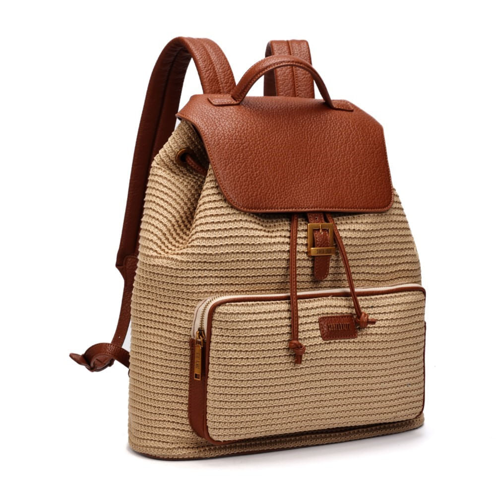Mochila Grande Marrom Santa Lolla Tramado 