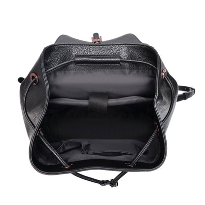 Mochila Grande Preta Santa Lolla Couro 