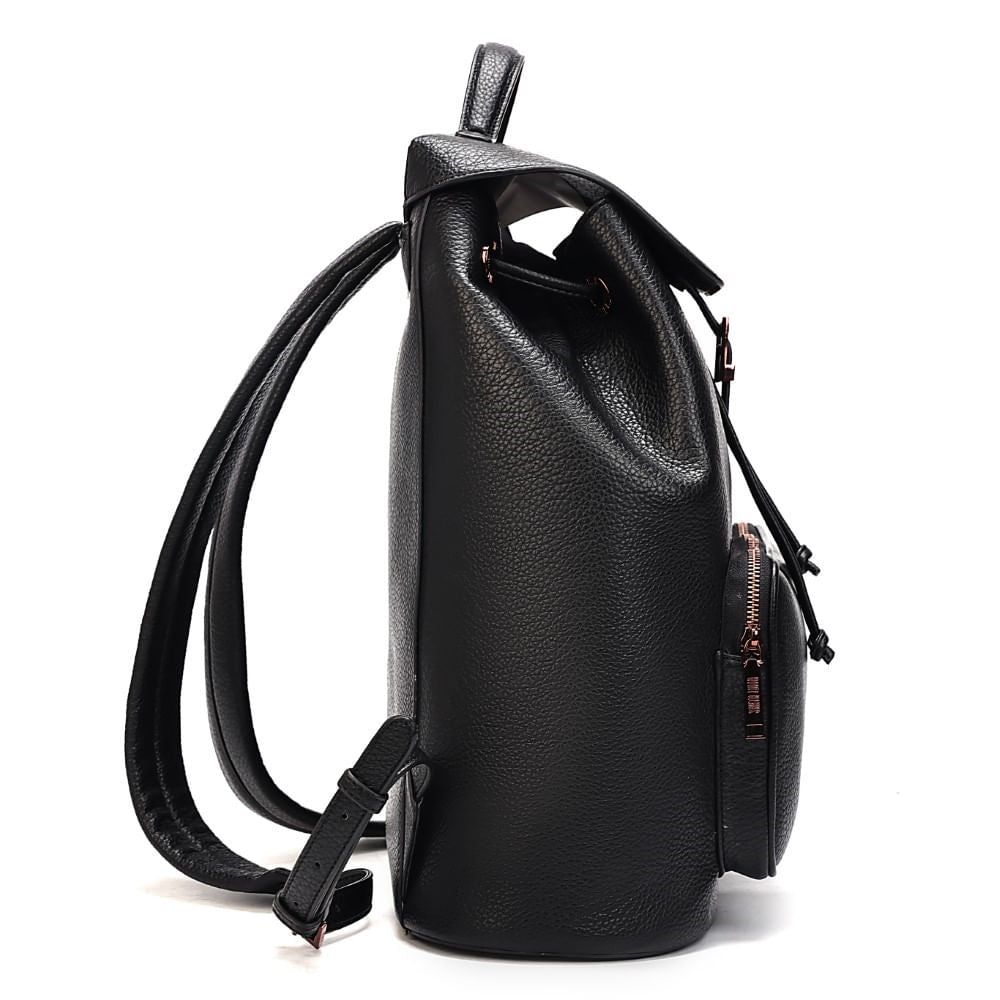 Mochila Grande Preta Santa Lolla Couro 