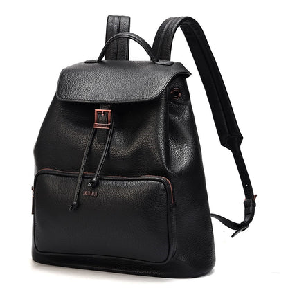 Mochila Grande Preta Santa Lolla Couro 