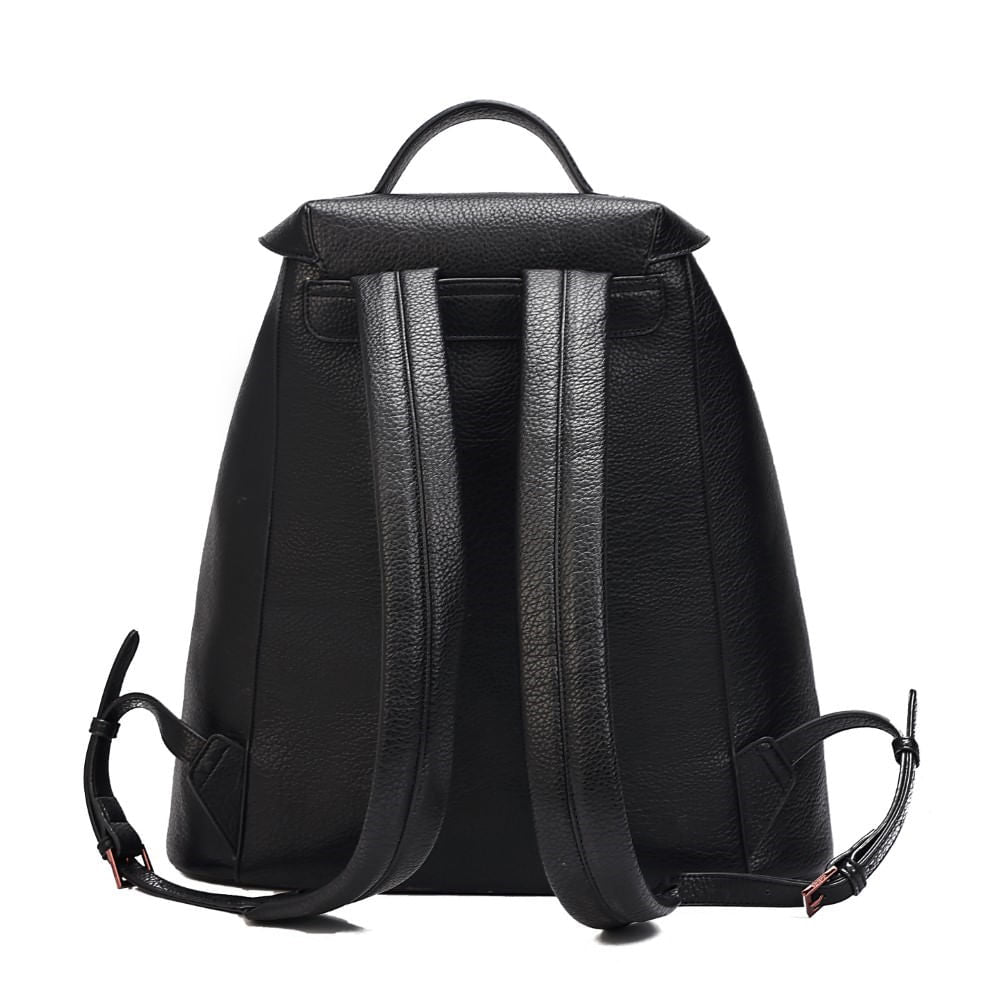 Mochila Grande Preta Santa Lolla Couro 