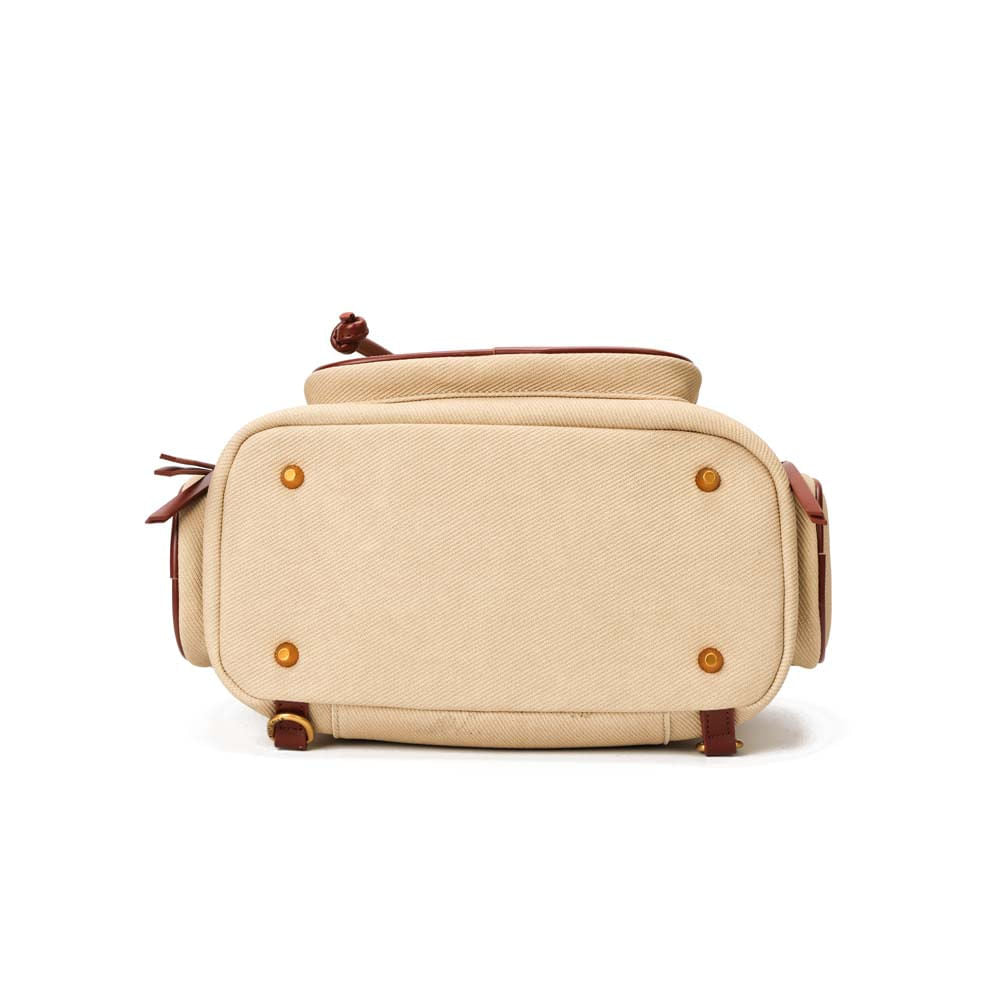 Mochila Santa Lolla Bege Canvas Com Detalhes Marrom