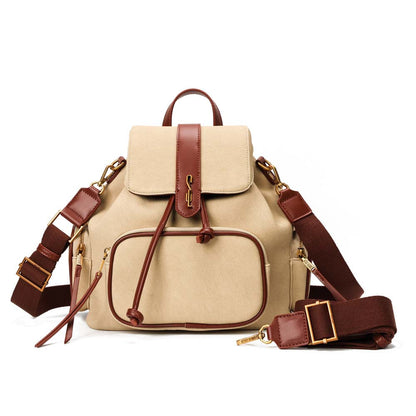 Mochila Santa Lolla Bege Canvas Com Detalhes Marrom