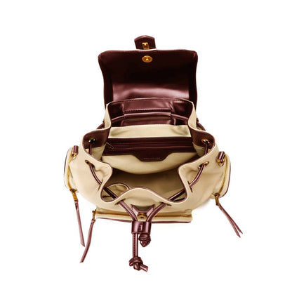 Mochila Santa Lolla Bege Canvas Com Detalhes Marrom