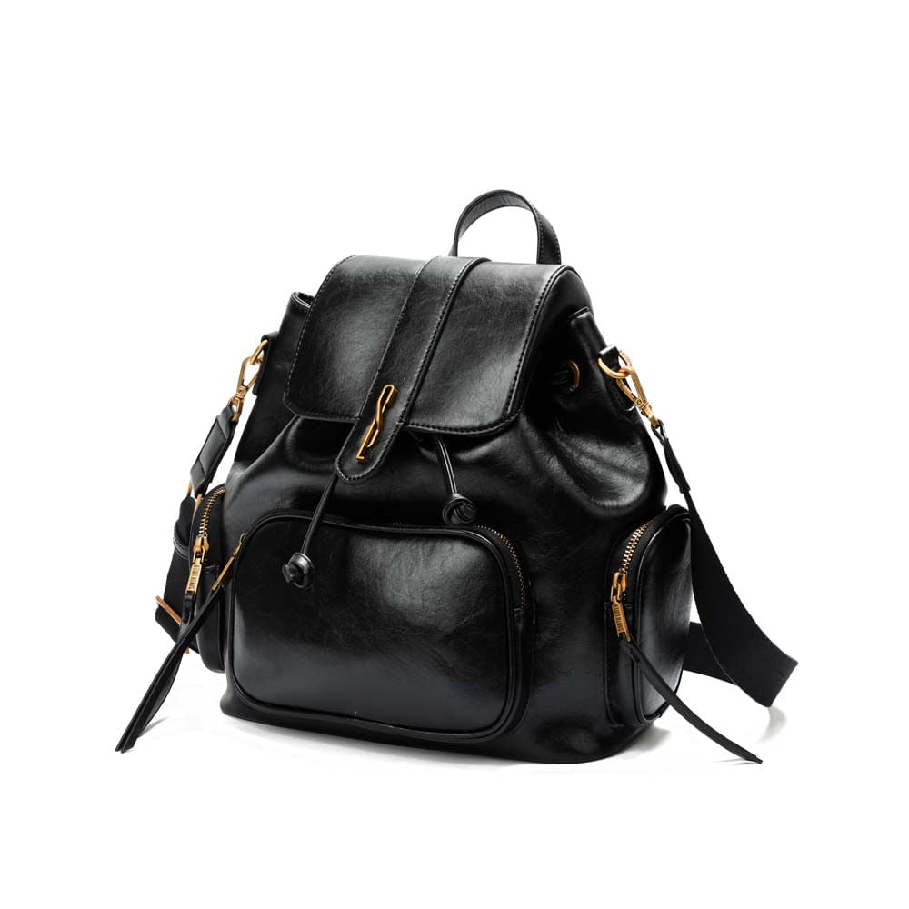 Mochila Santa Lolla Preta Fecho Metálico E Bolso Frontal