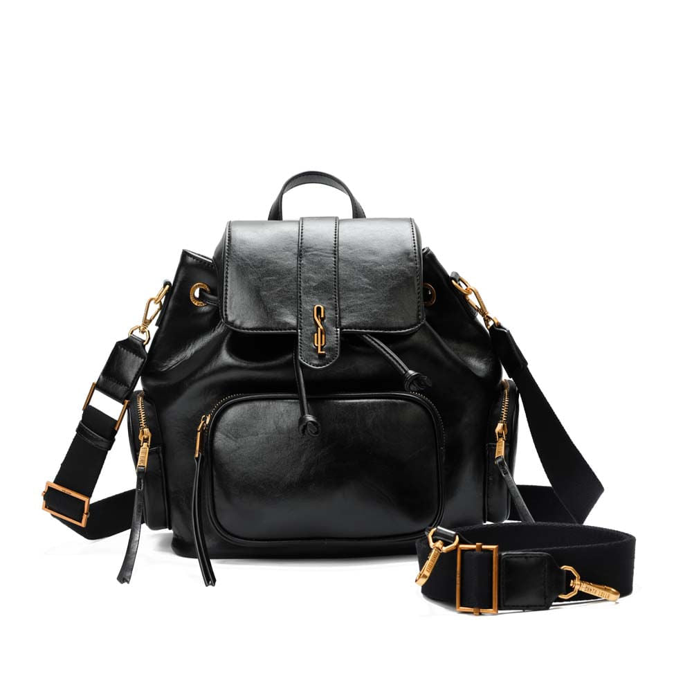 Mochila Santa Lolla Preta Fecho Metálico E Bolso Frontal