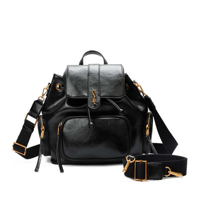Mochila Santa Lolla Preta Fecho Metálico E Bolso Frontal