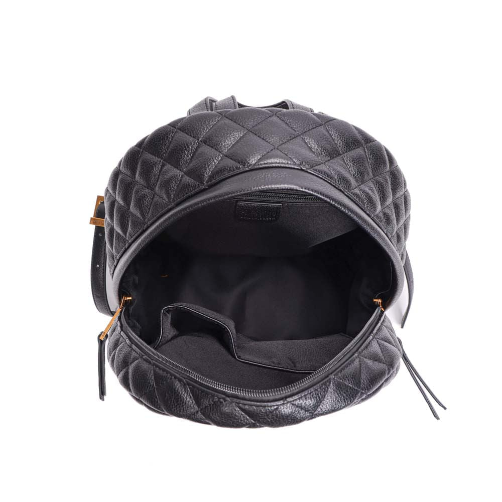 Mochila Santa Lolla Preta Matelassê Metais Dourados