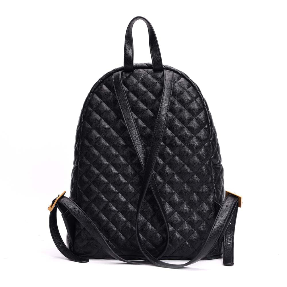 Mochila Santa Lolla Preta Matelassê Metais Dourados