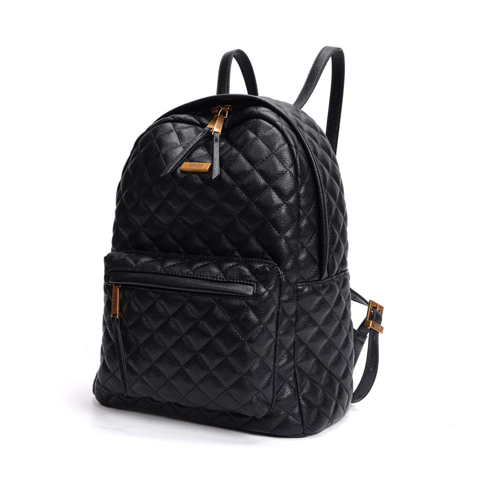 Mochila Santa Lolla Preta Matelassê Metais Dourados