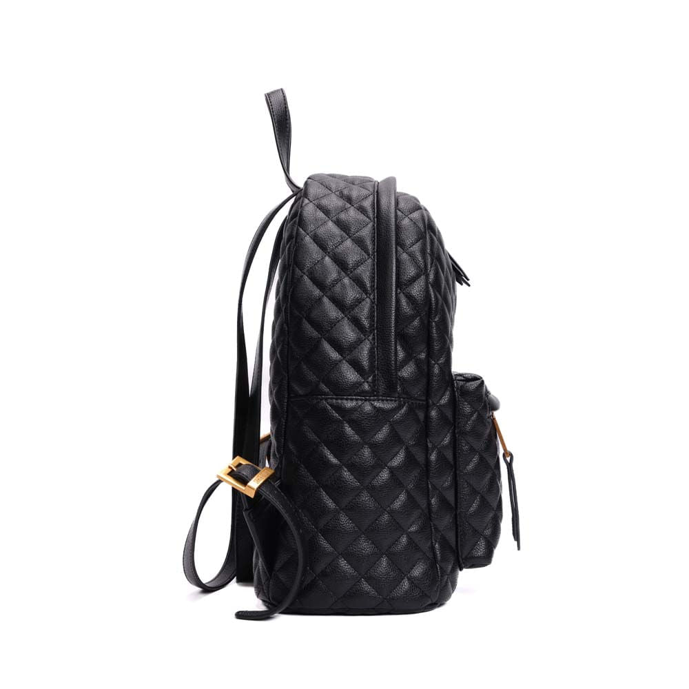 Mochila Santa Lolla Preta Matelassê Metais Dourados