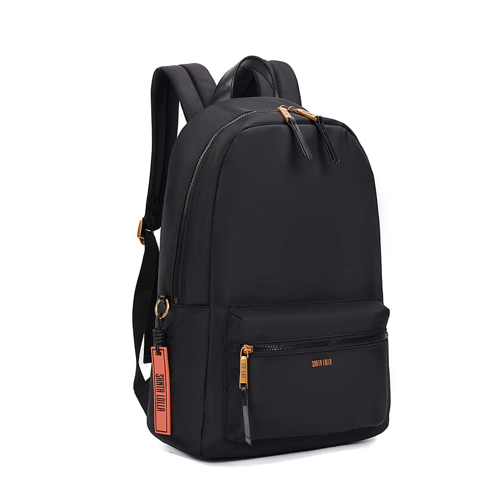 Mochila Santa Lolla Preta Nylon Pingente Laranja
