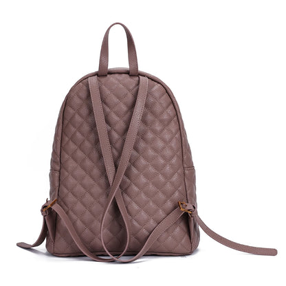 Mochila Santa Lolla Taupe Matelassê Zíperes E Placa