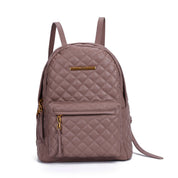 Mochila Santa Lolla Taupe Matelassê Zíperes E Placa