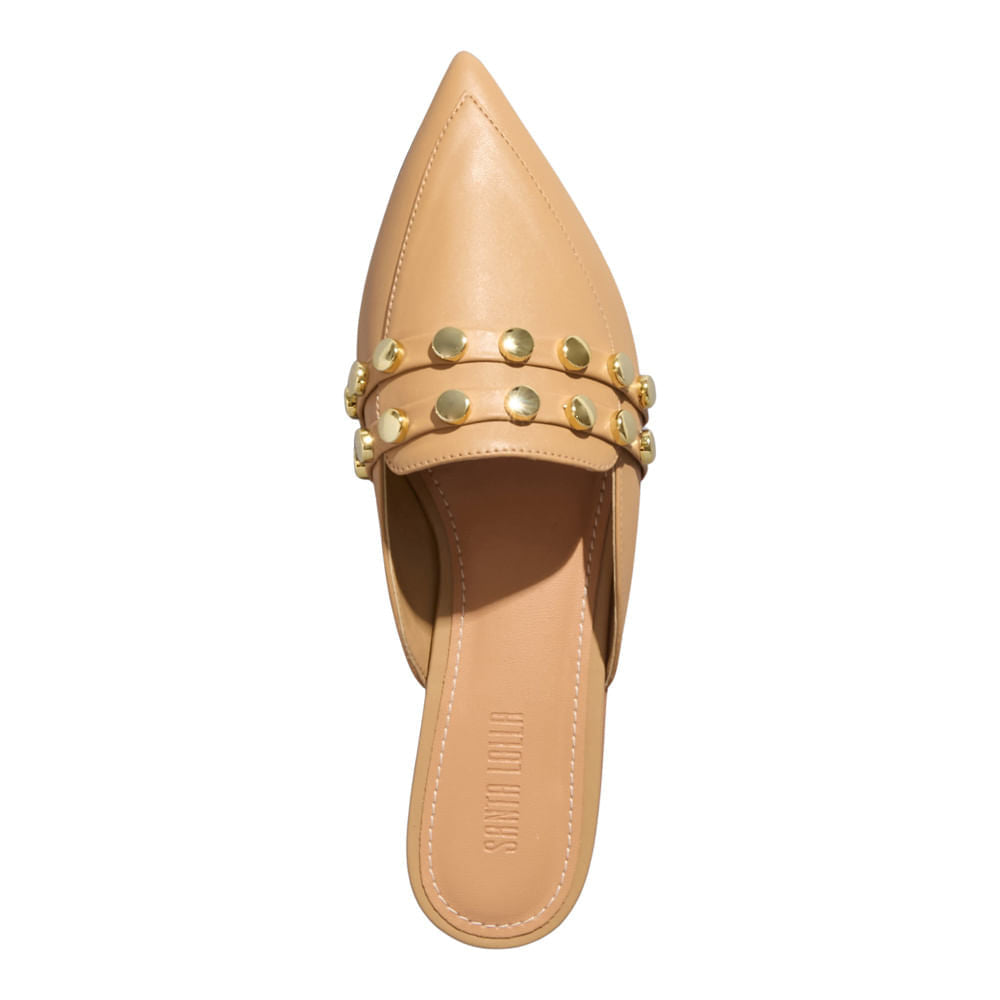 Mule Bege Santa Lolla Tachas Bico Fino 