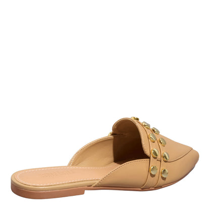 Mule Bege Santa Lolla Tachas Bico Fino 